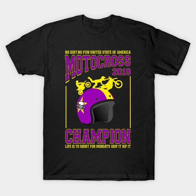 Motocross champion 2019 dirt bike moto helmet T-Shirt by Jakavonis